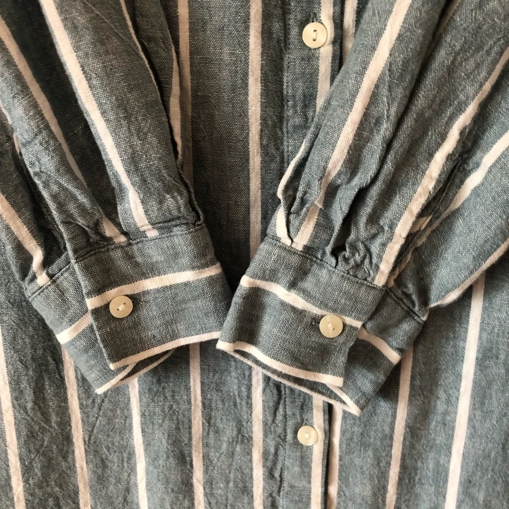A New Day Green Striped Button-Up Dress Size XXL Plus